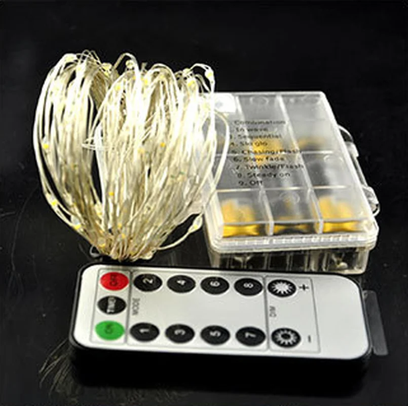 5M 10M 3AA battery silver line string fairy light Christmas decoration lights with 8 function remote control and box | Освещение