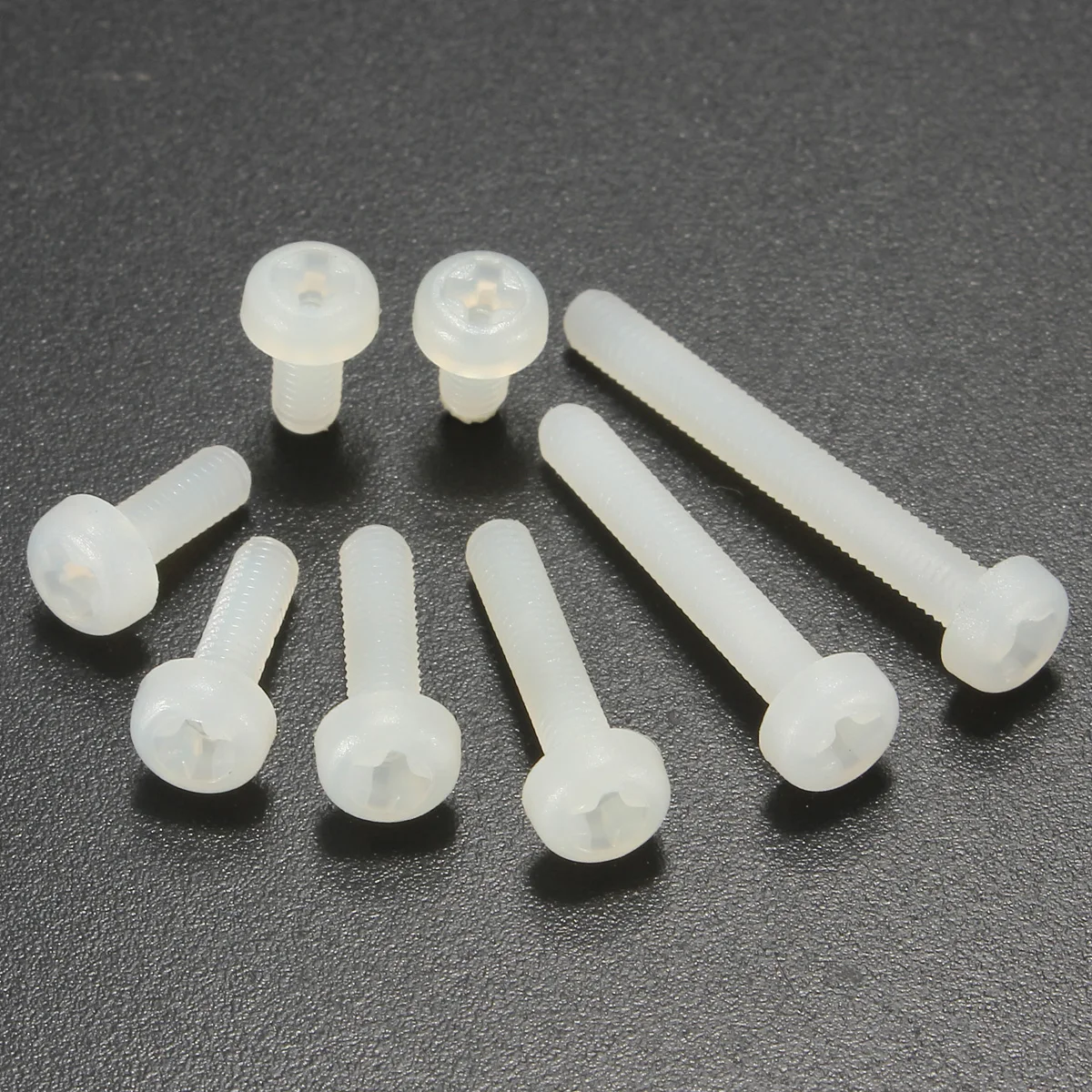 20Pcs M3 White Plastic Nylon Screw Bolt Transparent Round Pillips Pan