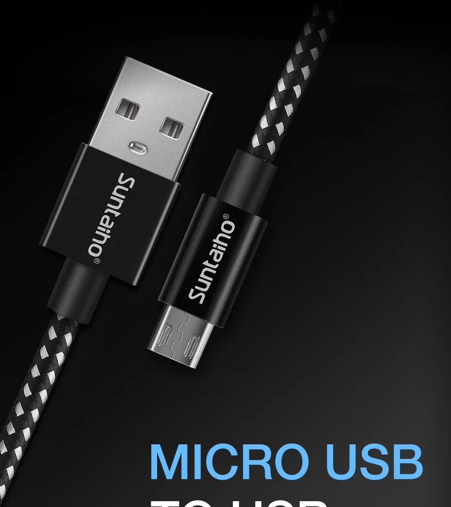 Suntaiho Micro USB кабель 2.4A для Xiaomi Redmi Быстрая зарядное USB Зарядное устройство нейлон плетеный кабель для передачи данных для samsung huawei Meizu honor