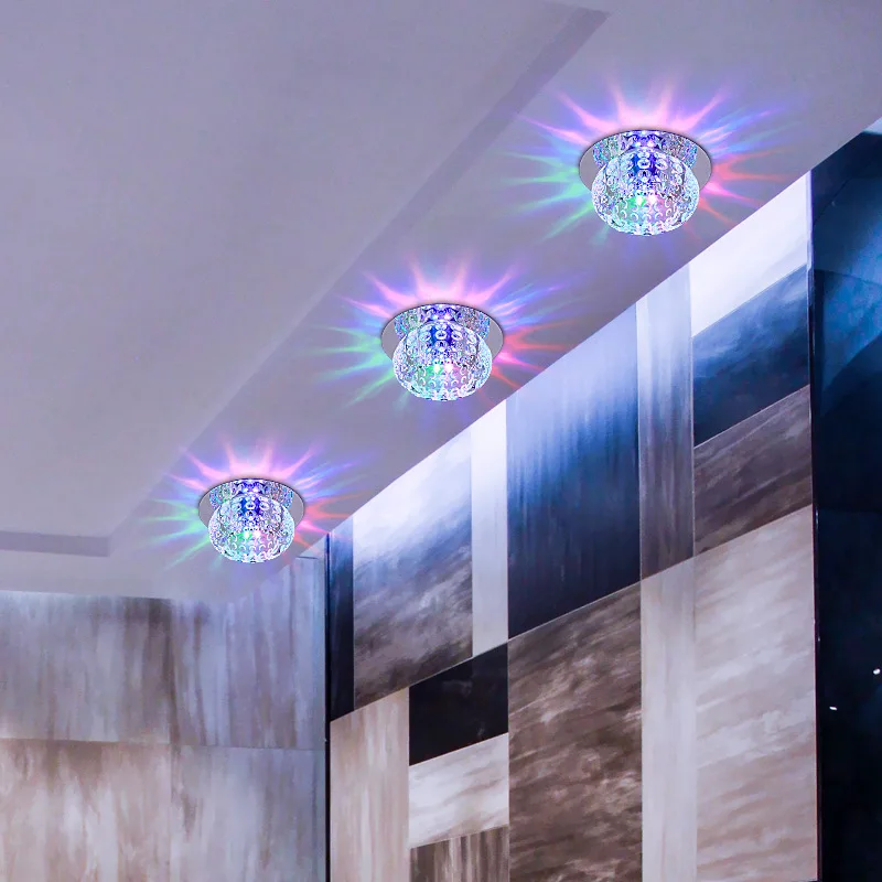 Потолочный светильник, Кристальный светодиодный потолочный светильник для гостиной, коридора, прохода, внутреннего освещения, современный 3 Вт/5 Вт, декоративный встроенный светильник