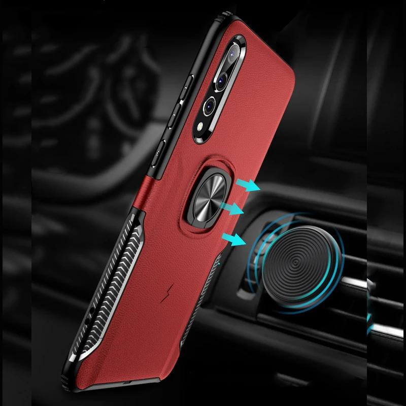 

Invisible Bracket Case for Huawei P30 P20 Pro Lite Nova 3e 3 3i Honor 7X V10 Case Ring Cover Magnet Mount Air Vent Car Holder