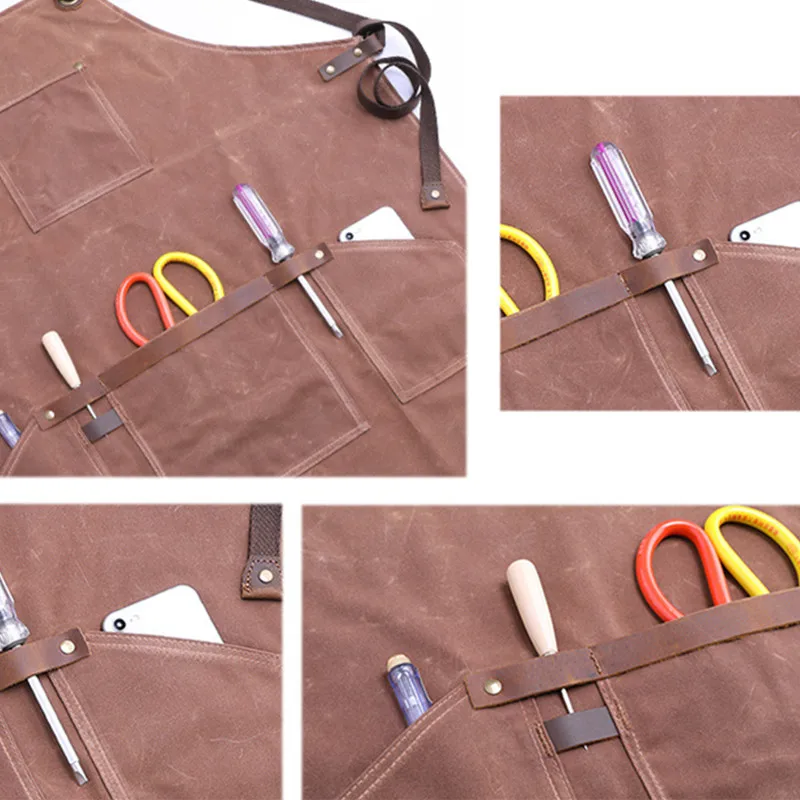 Waxed Canvas Apron Crossback Cotton Strap D95-12