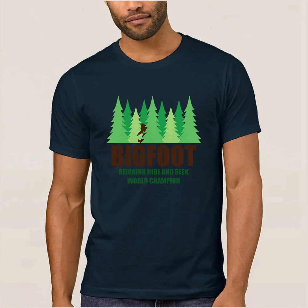 Bigfoot Sasquatch Hide And Seek чемпион мира футболка круглый воротник Kawaii графическая Мужская