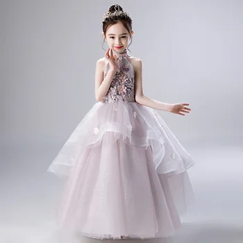 

2019 New Children Girls Mesh Floral Tutu Princess Dress Kids Dresses For Girls Wedding Party Toddler Girl Clothes Vestidos L255