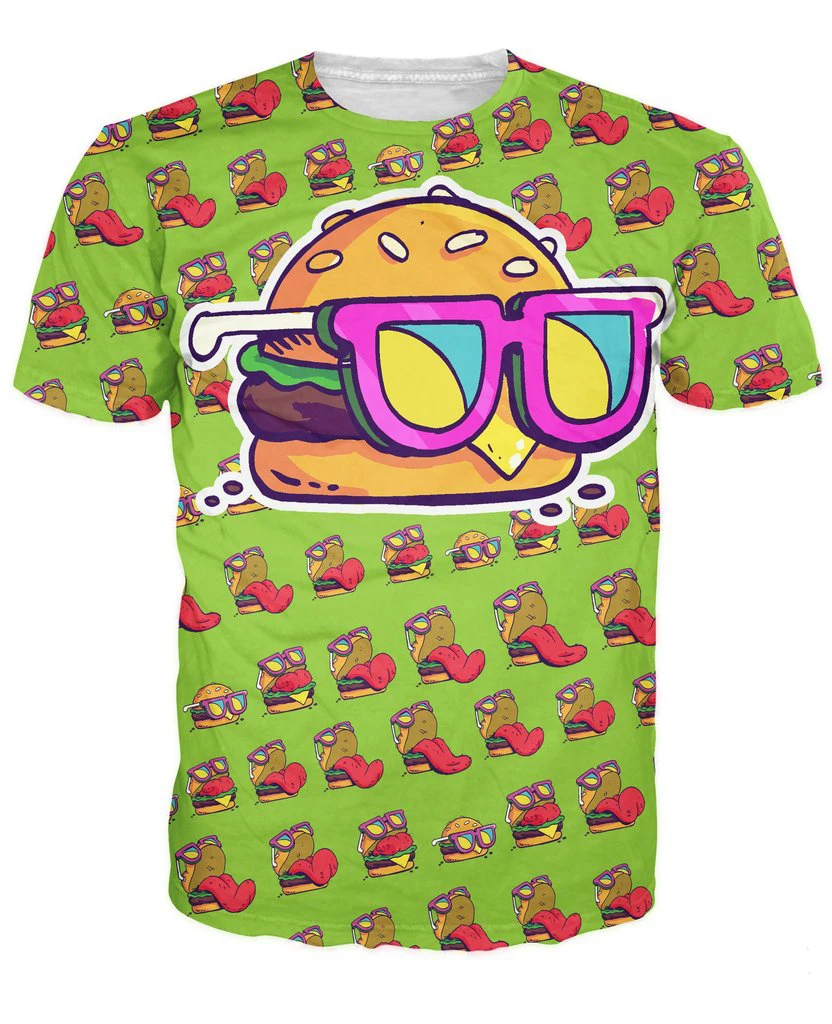 Keren Vibrant Burger Daging T Shirt 3d Lucu T Shirt Kartun Tee Musim