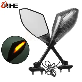 

Universal Motorcycle Rearview Mirrors With Turn Signal LED Light For Yamaha FZ6 x max xmax 300 tmax 530 r15 SUZUKI GSXR