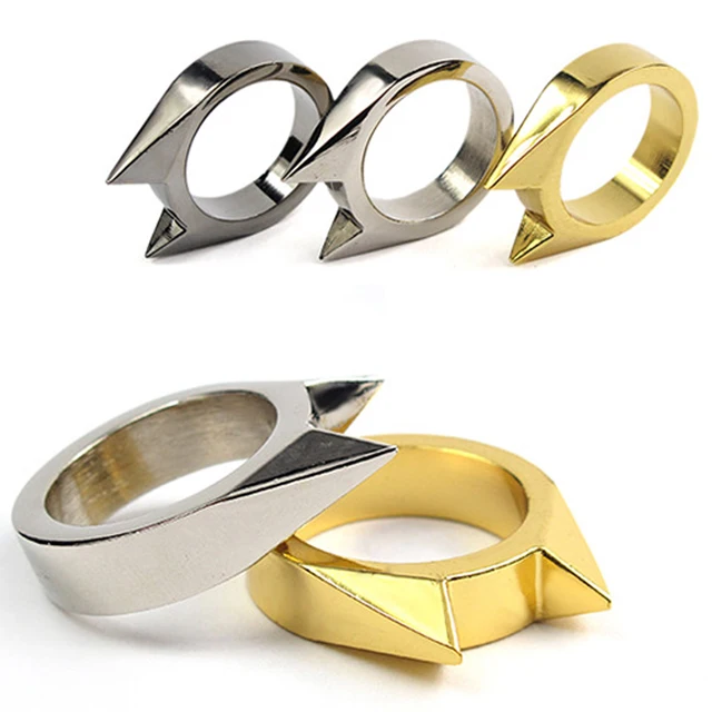 Adults Outdoor Survival Self-Defense Rings Broken Window Cat's Ear Safety Finger Rings Metal Defense Ring Self Defense Supplies 3
