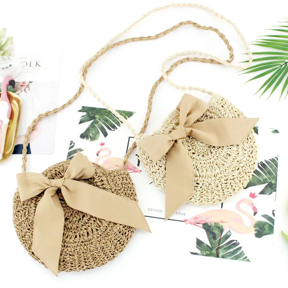 

Women Straw Bag Summer Beach Woven Bag Messenger Bag Tote Casual Shoulder Bag