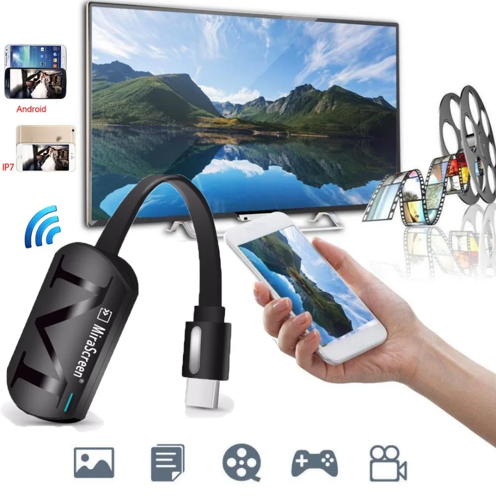 

MiraScreen HDMI Video Adapter Wireless wifi Display Dongle DLNA Airplay Screen Mirroring for iPad for iPhone IOS Android to TV