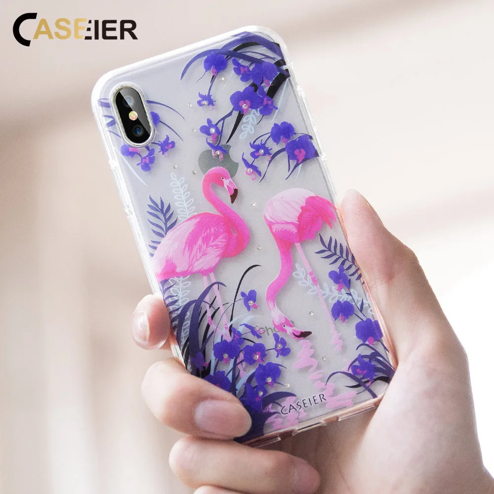 Caseier со стразами чехол для iPhone X XS 8 7 Plus шикарный силиконовый 6 6s плюс 5 5S SE