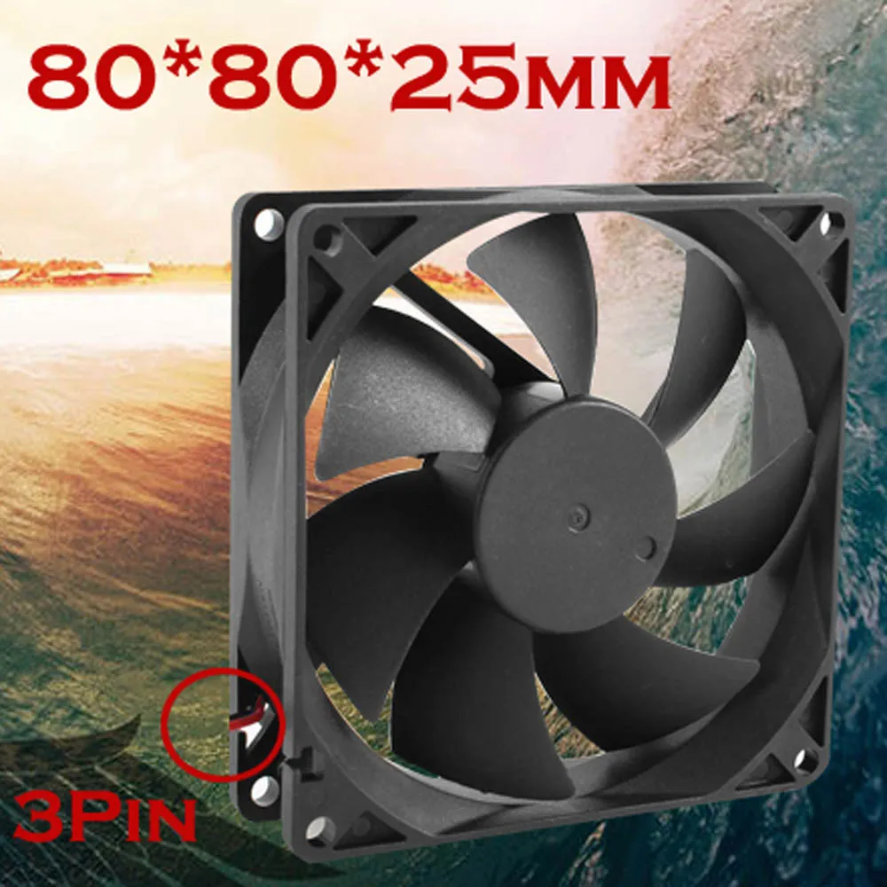 Бесшумный компьютер 8 см/80 мм/80x80x25 мм 12 В/ПК/процессор Охлаждающий вентилятор в