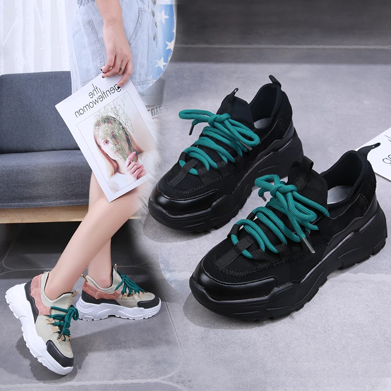 

Weweya Height Increasing 7 CM Sneakers Retro Women Cheap Female Running Shoes Girl Chunky Thick Sole femme 2019 zapatillas mujer