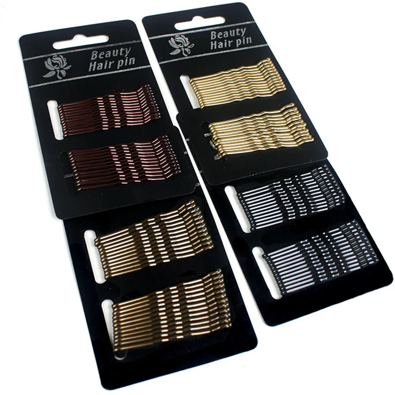 

24PCS/Pack Women Girls Basic Black Gold 5 CM Barrettes Female Hair Clips Headbands Lady Good Quality Hairpins Hair Accessories
