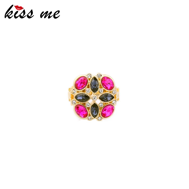 

KISS ME Charming Flowers Rings for Girls Now Trending Famous Brand Jewelry Alloy Gold Color Female Rings