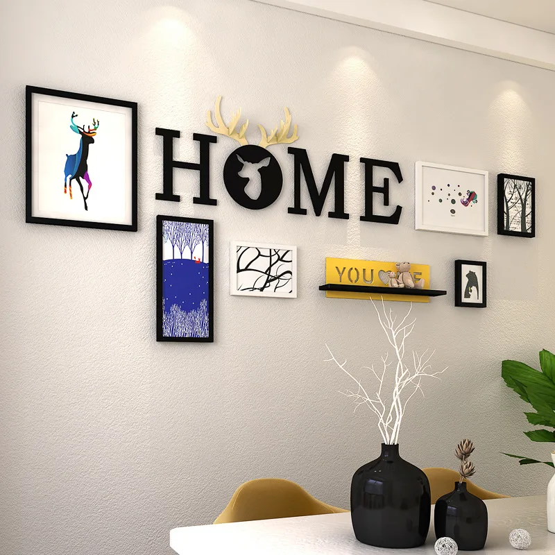 

Picture Frames+Letters+Shelf Wall Decoration Photo Frame Set Wood Picture Frame Set Painting Frames Home Decoration Accessories