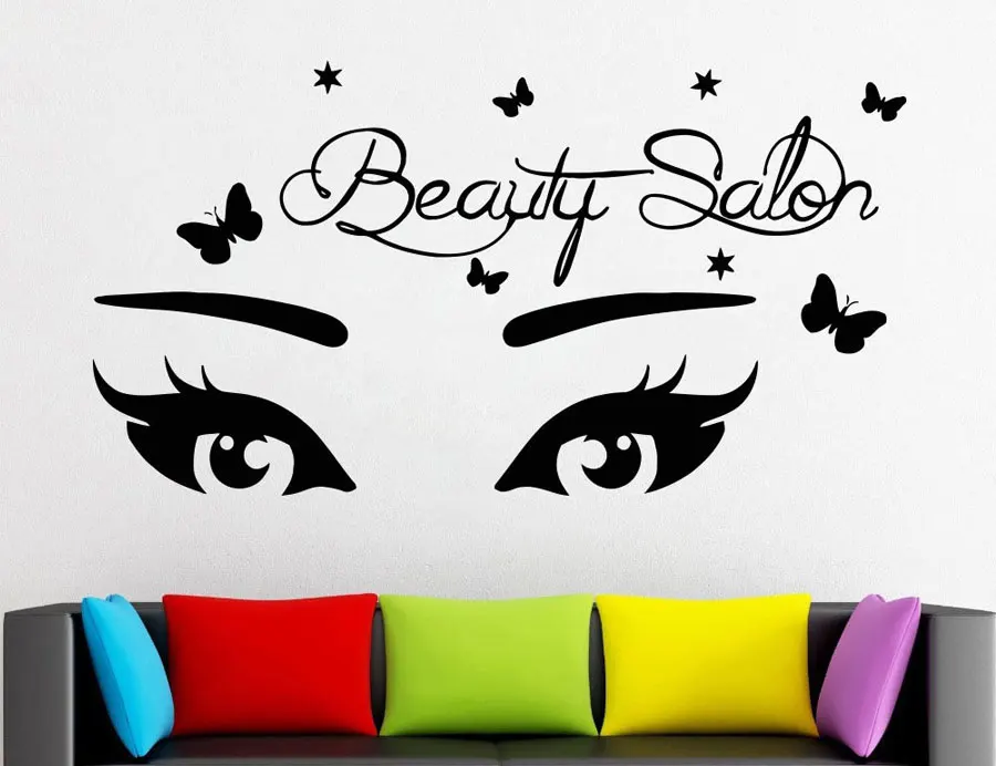 Eyes Wall Decals Eyelashes Wall vinyl Sticker Make Up Wall Decal Girls