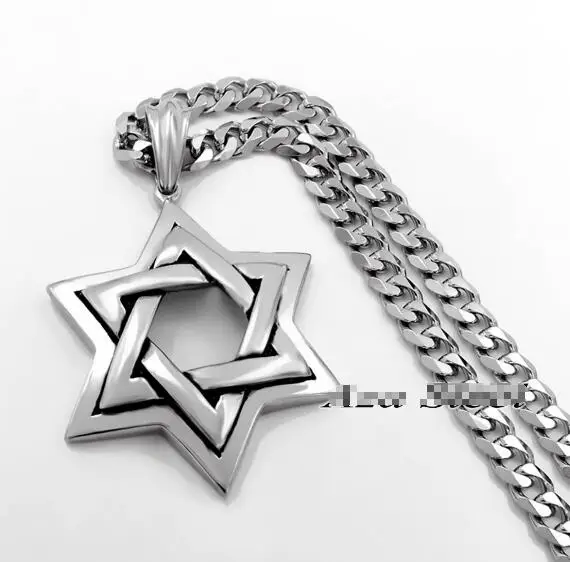 Men's  316L Stainless Steel Large The star of David Pendant  Necklace 5mm 24'' Curb Chain HIgh Quality Biker Jewelry 3