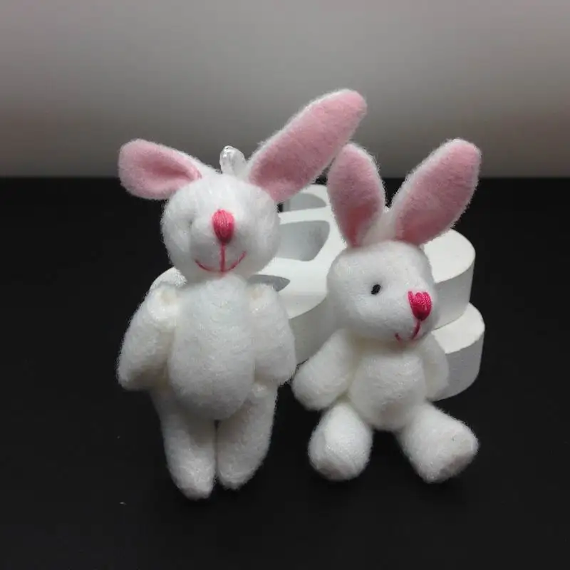 6 см(2,") Мини Симпатичный плюшевый кролик чучело кролик животное подвески для брелка/мобильного телефона/сумки - Высота: white