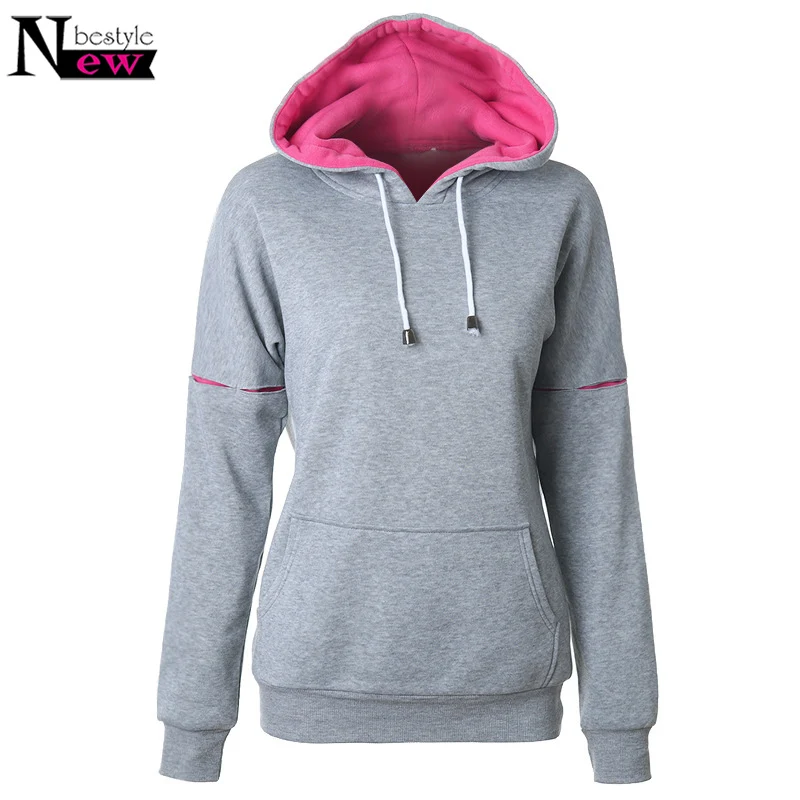 

Women Patchwork Hooded Sweatshirts Long Sleeve Color Block Sleeve Sweatshirt Hoodies Pocket Drawstring Hoodie Sudaderas Mujer