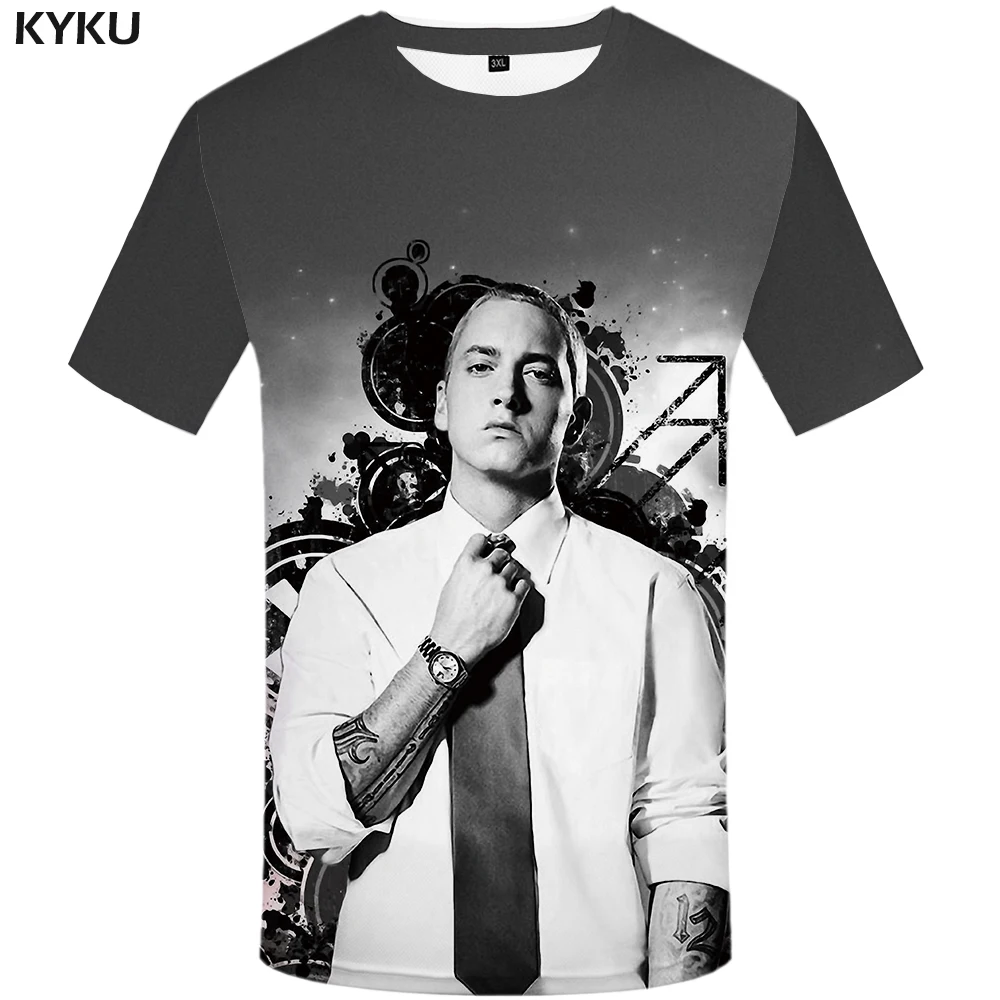 

KYKU Brand Eminem T-shirt Women Music T Shirt Ink 3d Printed Tshirt Punk Rock Clothes Gothic Character Womens Clothing Plus Size