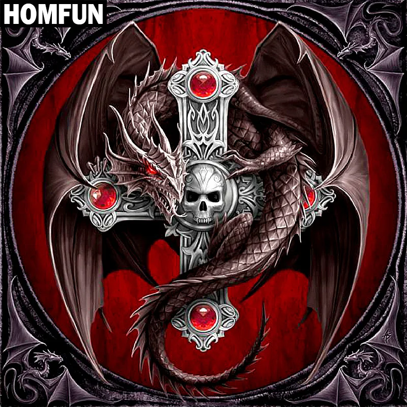 

HOMFUN Full Square/Round Drill 5D DIY Diamond Painting "Skull dragon" 3D Embroidery Cross Stitch 5D Rhinestone Home Decor