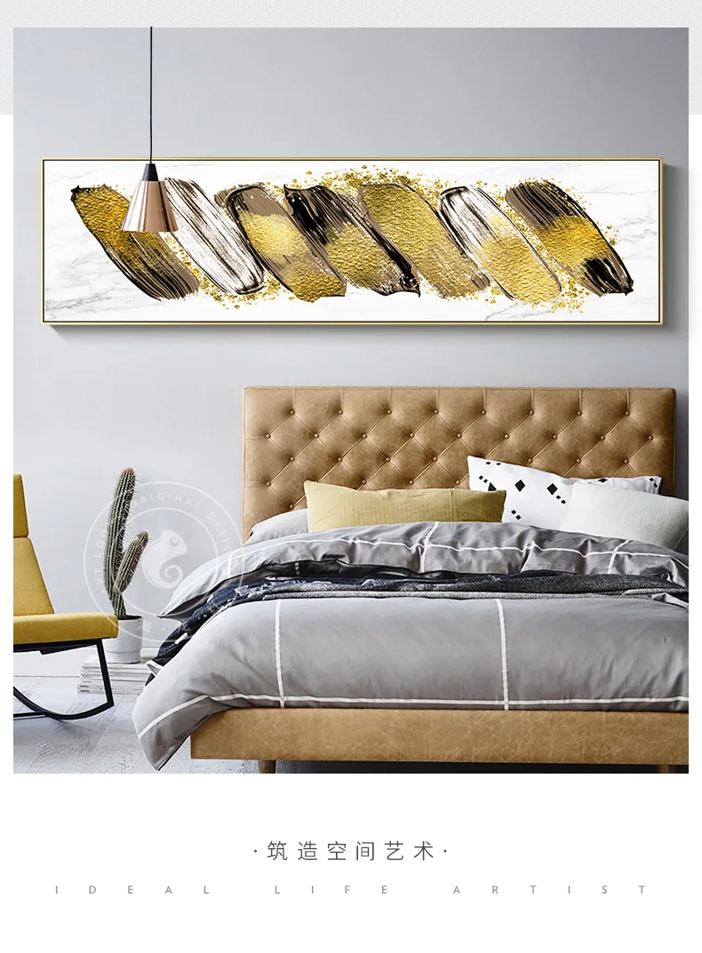 Абстрактный домашний декор прикроватный золотой цвет микс холст живопись плакаты и печать современные настенные художественные картины для гостиной спальни
