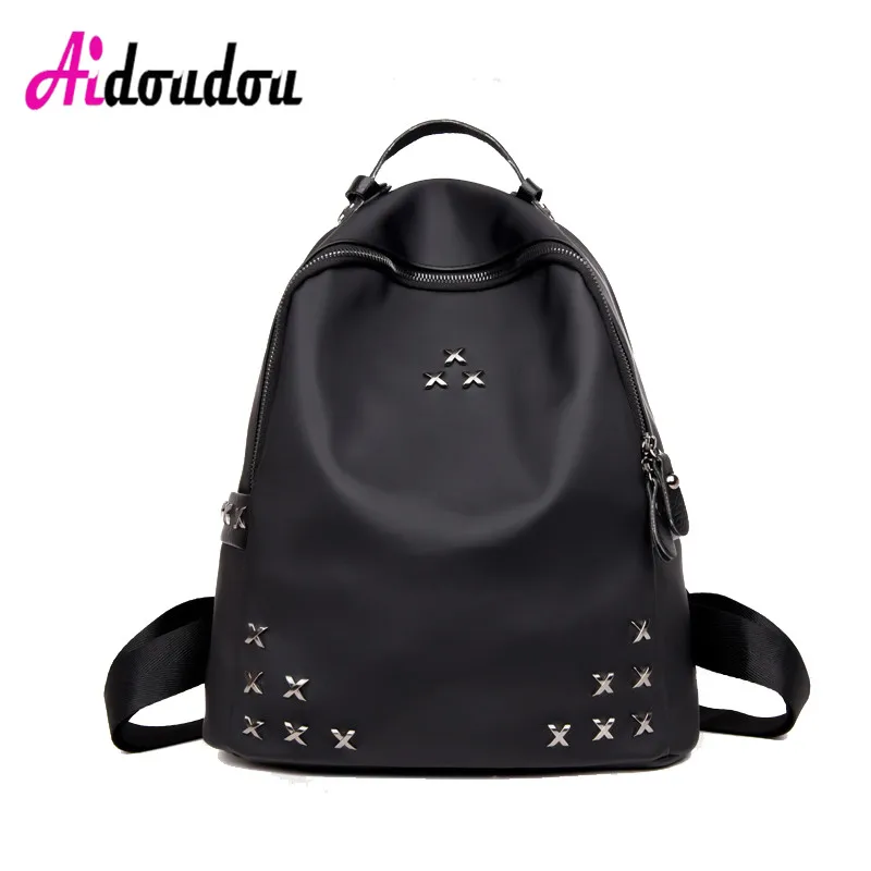 

AIDOUDOU rivet mini backpck School Bag Nylon Shoulder Bag For Women backpacks-for-teenage-girls Female Rucksack College Bag