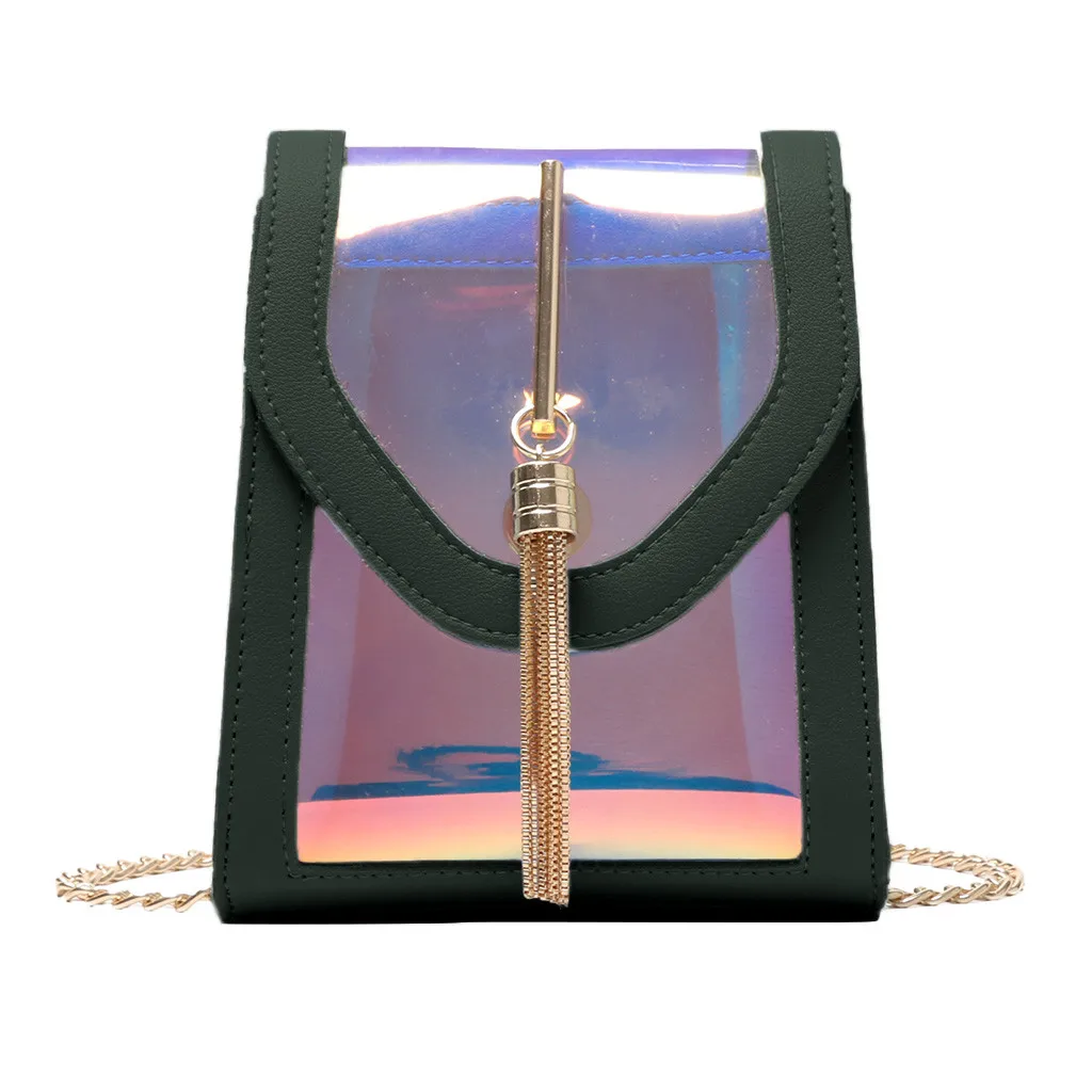 2019 New Women sac transparent femme Fashion ladies bag Contrast Color Diagonal Tassel Shoulder Bag Chain beach bags#CA35 | Багаж и сумки