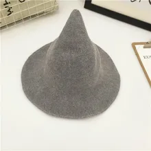 Шапка Новое поступление осень зима теплая шерстяная вязаная шапка для женщин шапка Новинка стиль ведьма шляпа высокий ковш шляпа ACF22