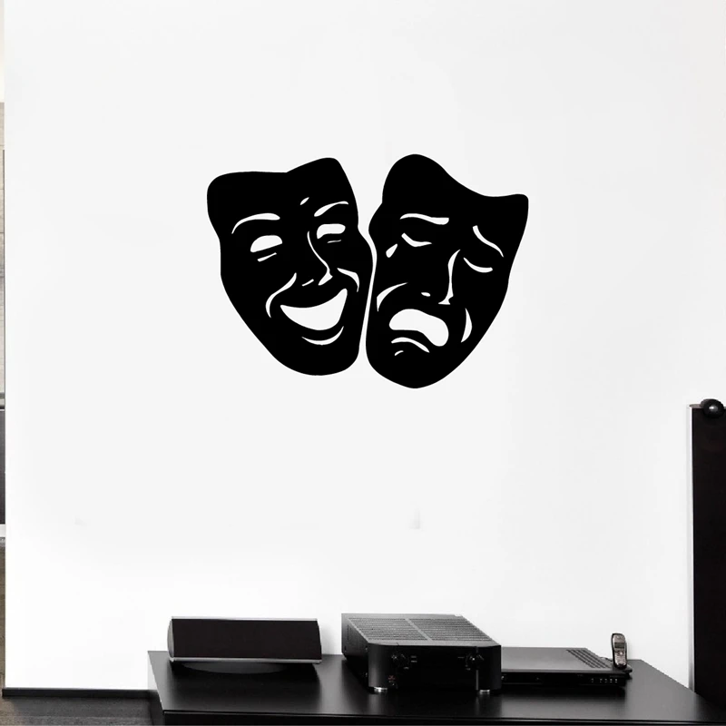 

Wall Decal Mask Tragedy And Comedy Theater Vinyl Sticker Decals for Living Room Home Theater Wall Decoration