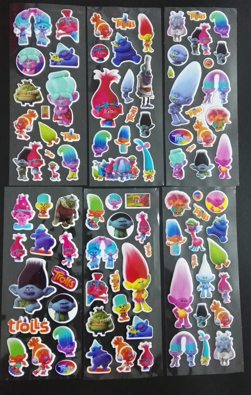 

6pcs/lot Cartoon Trolls Snow Princess Stickers 3D Foam Stickers Decoration Toys Figure for Kids Children Baby Birthday Xmas Gift