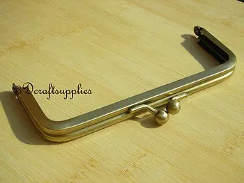 

metal purse frame glue on clasp clip anti brass 5 inch x 2 inch C14