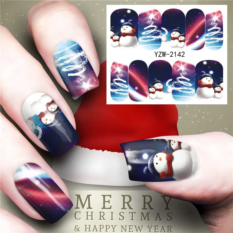 

Starry Sky Christmas Hristmas Tree Nail Sticker Water Decals Nail Glitter Flower Cat Butterfly Transfer Nail Art Decoration