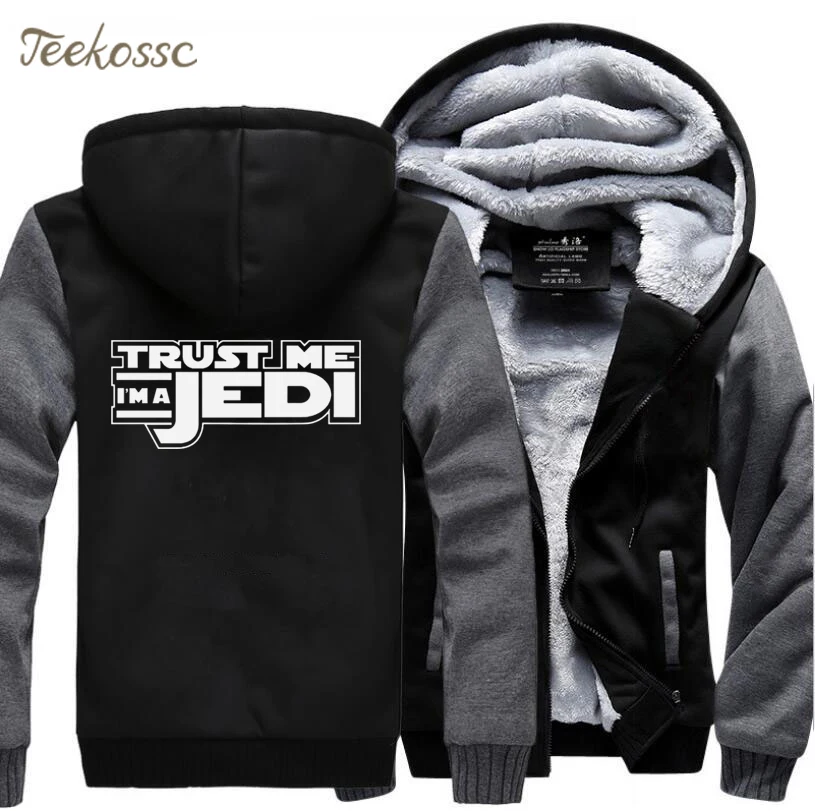 

Star Wars I'm A Jedi Movie Jacket For Men 2018 Winter Warm Fleece Top Quality Sweatshirts Casual Men Thick Hoodies Men's Coat