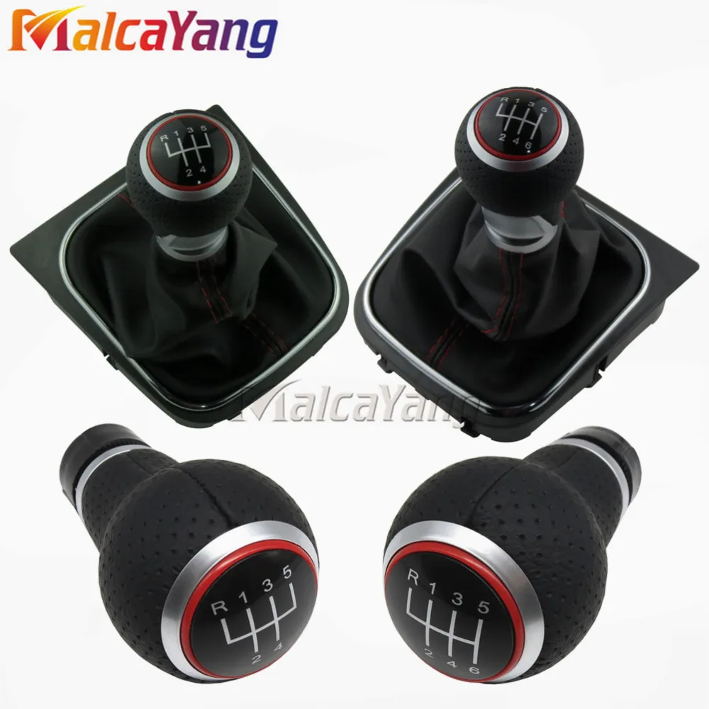 

5 6 Speed Car Level Adapter Gear Stick Shift Knob Leather Boot For V-W Golf 5 MK5 R32 GTD G-TI 2004 2005 2006 2007 2008 2009