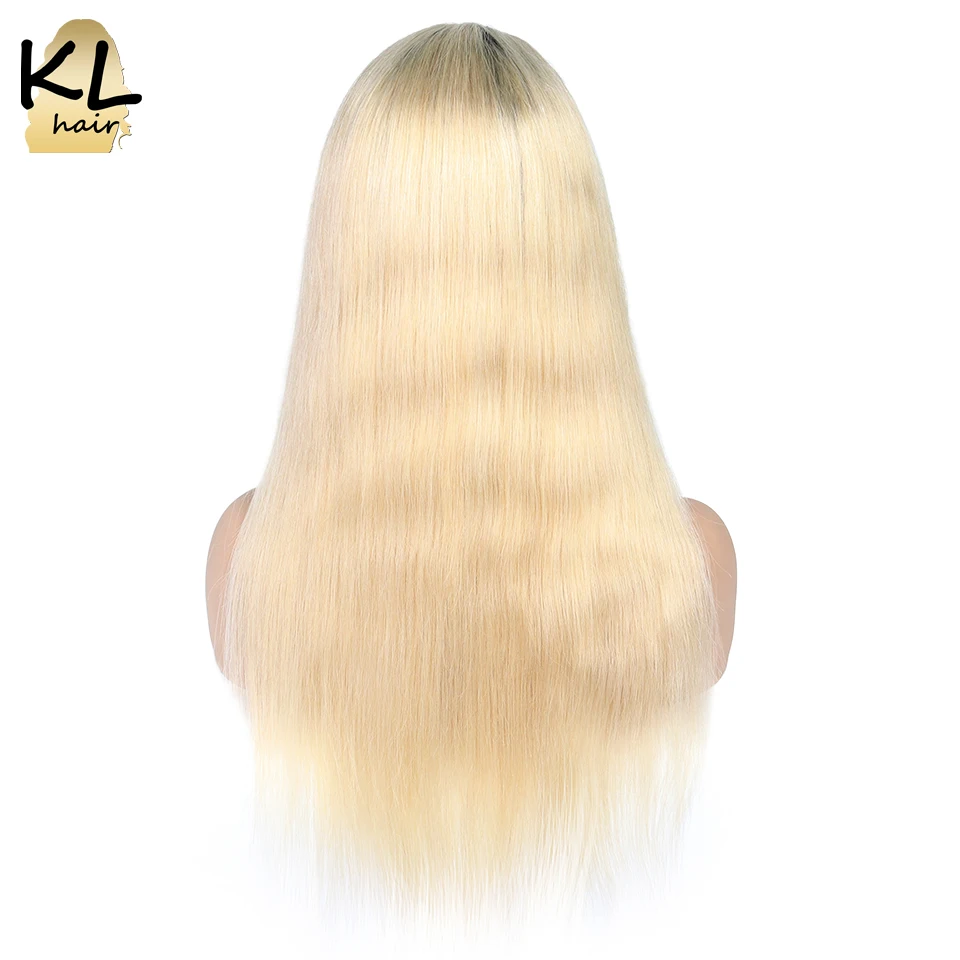 KL Hair кружевные передние человеческие волосы парики Омбре цвет 1b/613 прямые бразильские волосы remy блонд прозрачные кружевные парики с детскими волосами