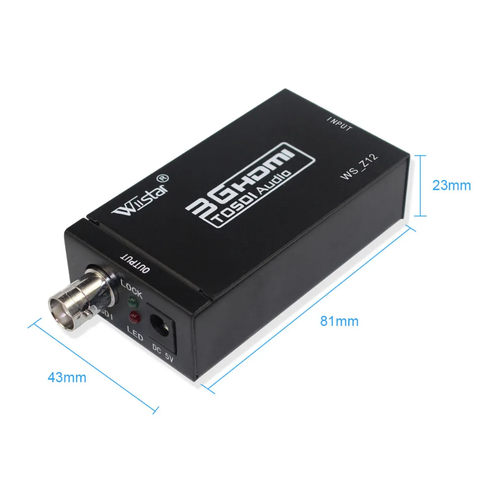 Wiistar 3G HDMI to SDI Converter SD/HD/3G-SDI 1080p HDMI to SDI Adapter Video Converter with Power Adapter mini HDMI2SDI sd sdi hd sdi signal to tv adapter hd 3g sdi to cvbs converter auto scaler support 1080p l r audio output with eu power adapter
