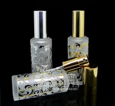 Download 100pcs golden and silver 15ML wholesale frosted glass perfume bottle with spray ,0.5 oz frosted ...