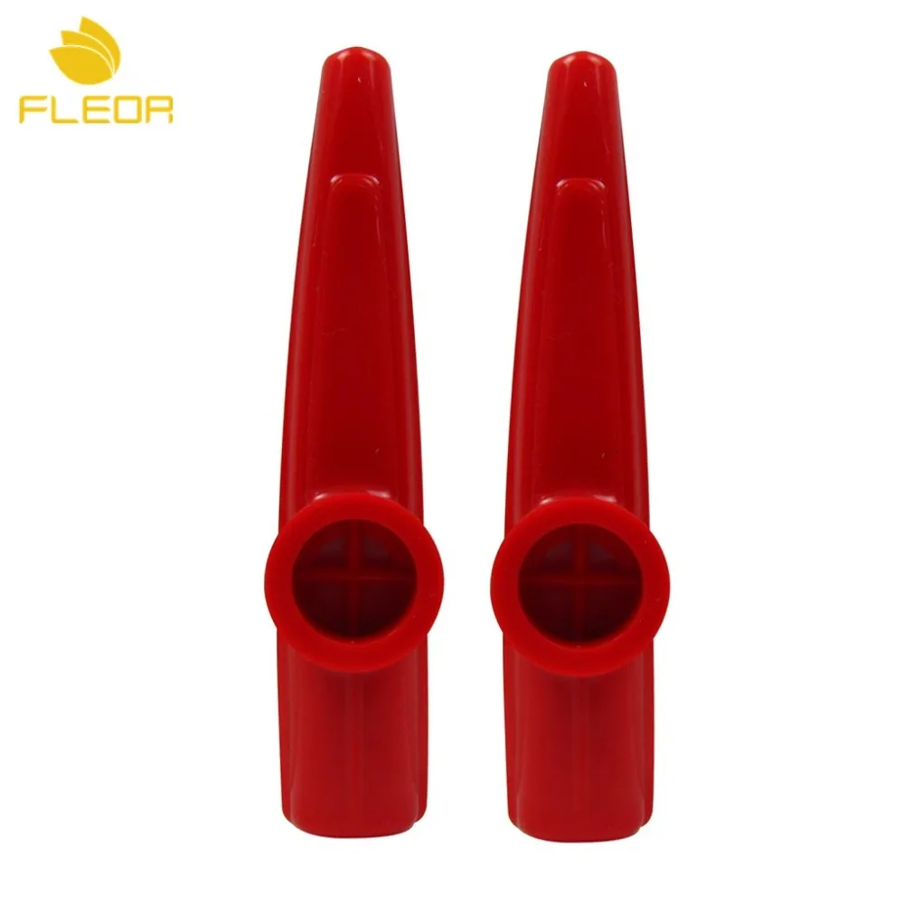 

FLEOR 2pcs Kazoo Plastic Red Mouth Harmonica Flute Red for Kid Toy