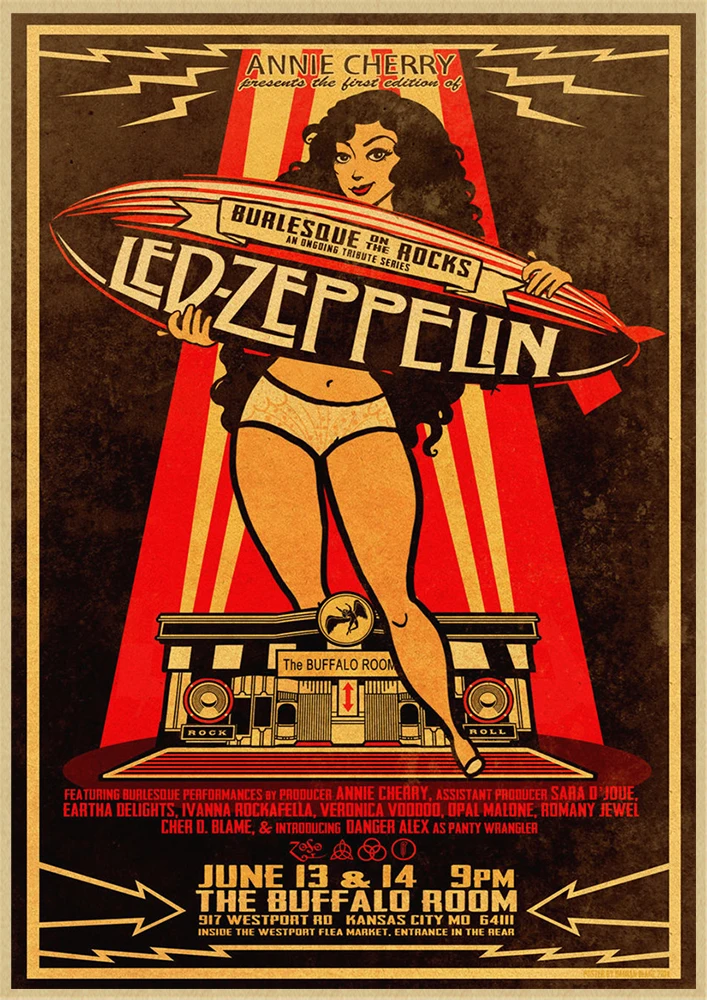 Led Zeppelin рок-музыка крафт-бумага постер для бара/Кафе Ретро плакат декоративной живописи - Цвет: Темно-серый