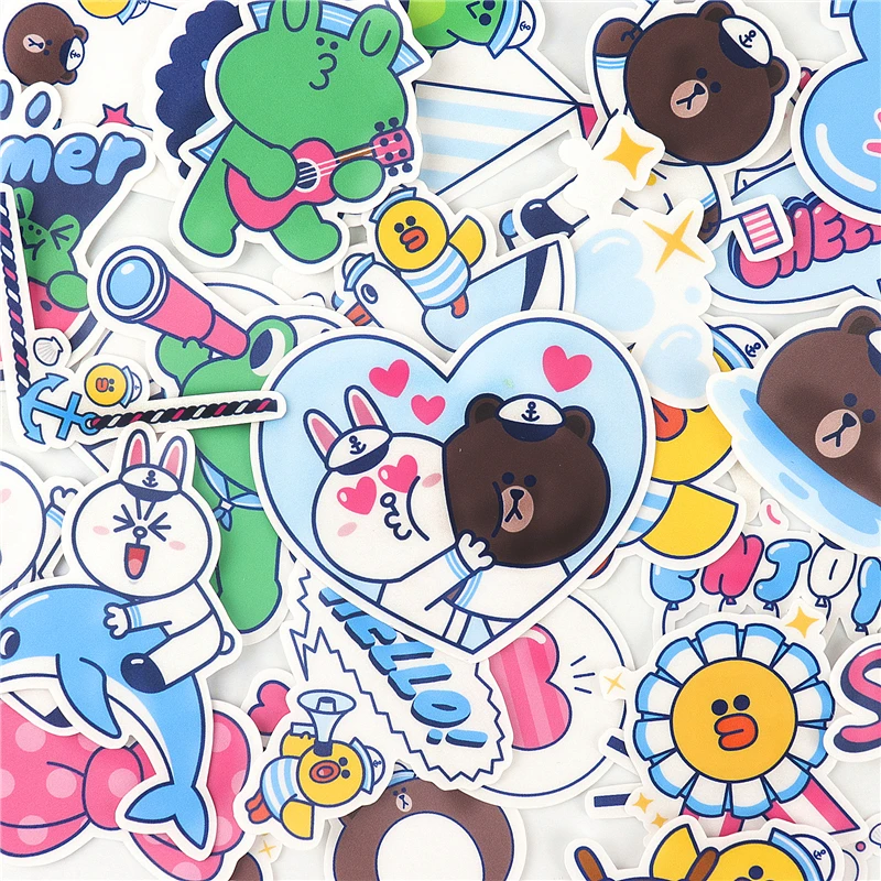 

33pcs Kawaii cute Animal star ocean wind Stickers Mobile/PC Art Rhinestone Adhesive Scrapbooking Stickers Car Decoration