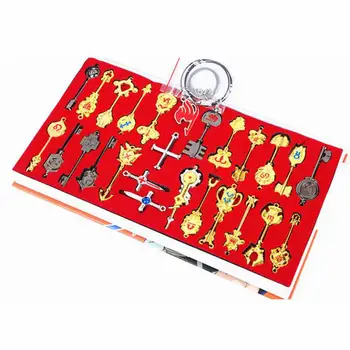 

Fairy Tail Lucy 26pcs/set Cosplay Keychain Scale Pink Tattoo Heartfilia Sign Of The Zodiac Gold Key Pendants Action Toy Figures