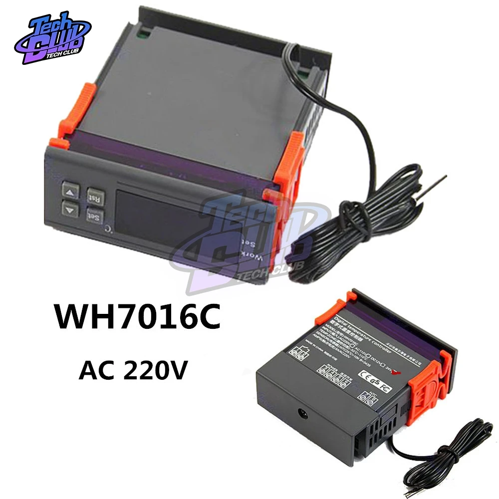 WH7016C AC 220V 10A LCD Digital Temperature Controller Regulator Thermostat Switch Thermometer with Probe -50~110 Celsius |