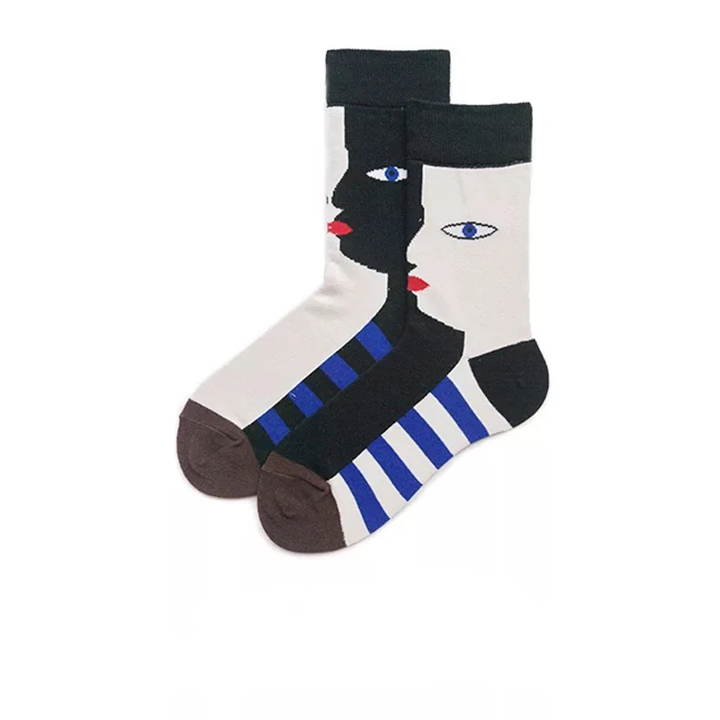 

FOURETAW 1 Pair Street Fashion Japanese Style Cotton Winter Autumn Unisex Personality Lover Tide Artist Design Mens Long Socks