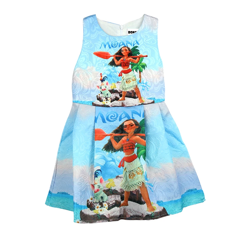 Bonjean/От 3 до 10 лет, новинка года, Летнее Детское платье-майка с рисунком для девочек модная одежда Моаны, милые дизайнерские платья принцессы для девочек