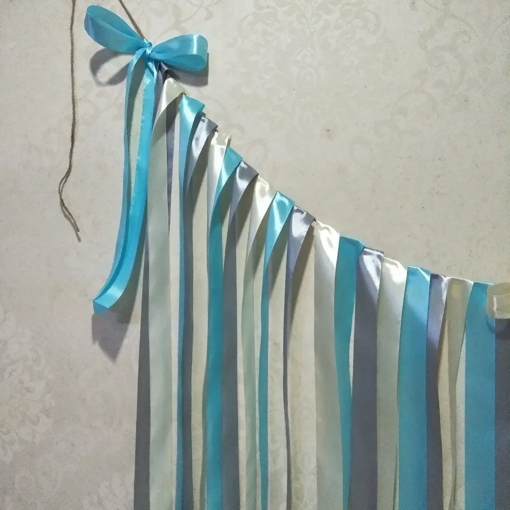 Frozen Inspired Party Backdrops Handmade Ribbon Rag Tie Garland Reserving Table Photography Props