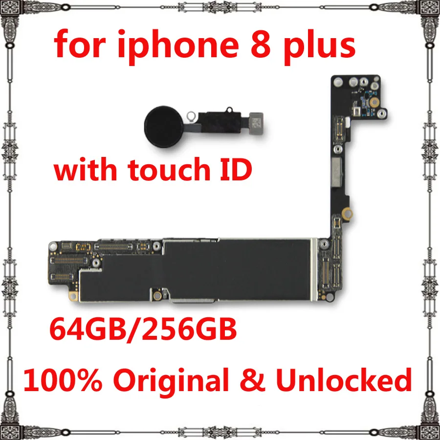 

64GB 256GB Factory unlocked Mainboard for iphone 8 plus with / NO touch ID 100% Original for iphone 8plus Motherboard IOS system