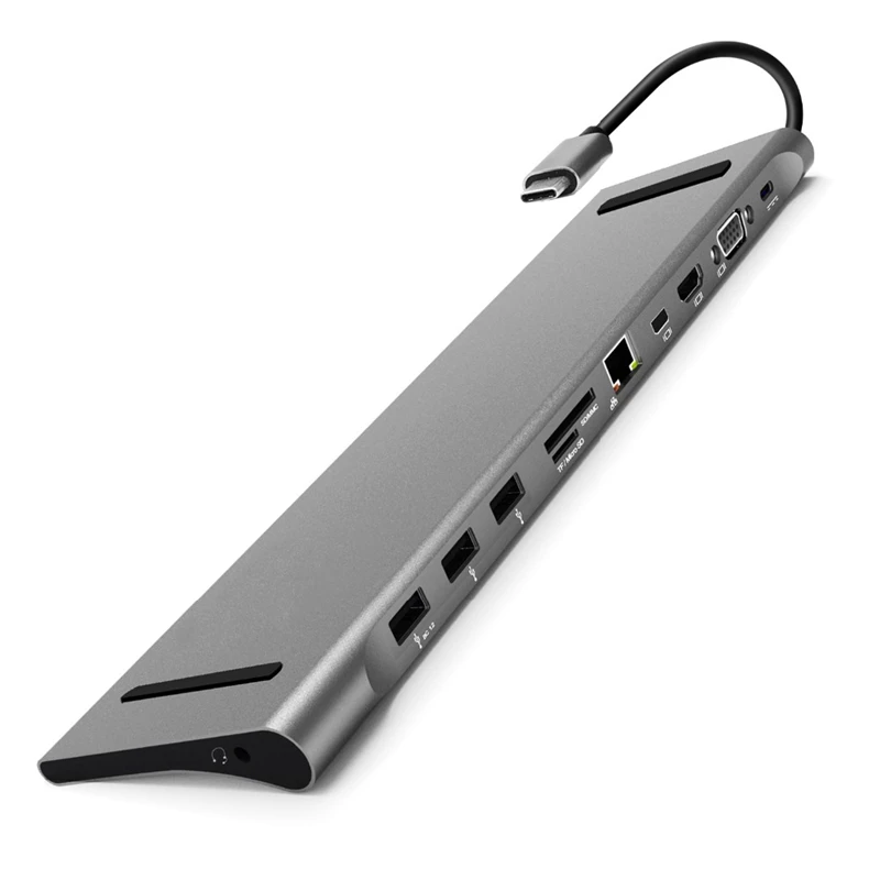 

11 In 1 Usb 3.0 Universal Laptop Docking Station Aluminum Multi-Function Macbook Pro Hub To Hdmi/Vga/Mini Dp/Sd/Tf/Rj45/Usb-C