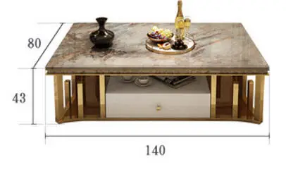 Журнальный столик из натурального мрамора и нержавеющей стали, мебель для дома в гостиной, минималистичный современный прямоугольный столик