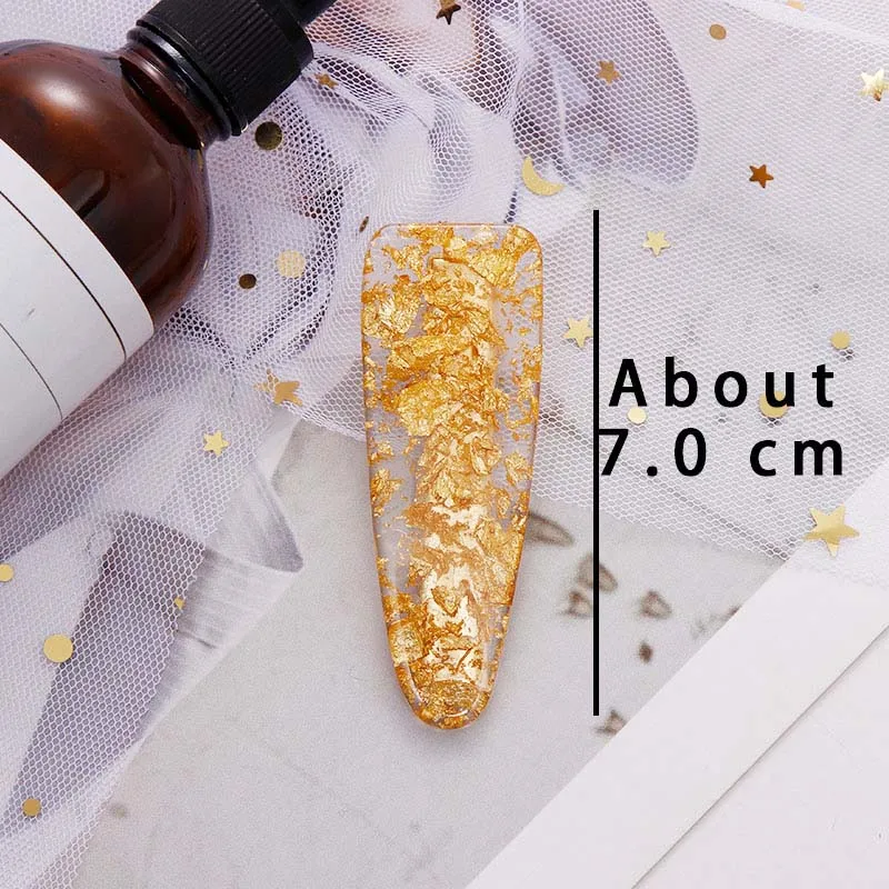 New Fantasy Acetate Gold Silver Foil Geometric Hair Clips Women Girls Sweet Hairpins Headband Hair Claws Hair Accessories - Цвет: Gold Waterdrop